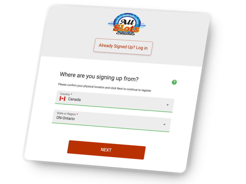 All Slots Casino sign up bonus
